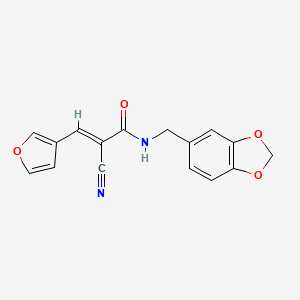 molecular formula C16H12N2O4 B4683188 N-(1,3-benzodioxol-5-ylmethyl)-2-cyano-3-(3-furyl)acrylamide 