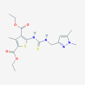 molecular formula C18H24N4O4S2 B4683192 diethyl 5-[({[(1,5-dimethyl-1H-pyrazol-3-yl)methyl]amino}carbonothioyl)amino]-3-methyl-2,4-thiophenedicarboxylate 