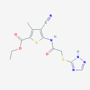 molecular formula C13H13N5O3S2 B4683211 ethyl 4-cyano-3-methyl-5-{[(4H-1,2,4-triazol-3-ylthio)acetyl]amino}-2-thiophenecarboxylate 