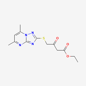 molecular formula C13H16N4O3S B4683303 ethyl 4-[(5,7-dimethyl[1,2,4]triazolo[1,5-a]pyrimidin-2-yl)thio]-3-oxobutanoate 