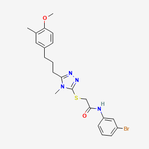 molecular formula C22H25BrN4O2S B4683364 N-(3-bromophenyl)-2-({5-[3-(4-methoxy-3-methylphenyl)propyl]-4-methyl-4H-1,2,4-triazol-3-yl}sulfanyl)acetamide 