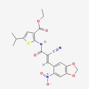 molecular formula C21H19N3O7S B4683373 ethyl 2-{[2-cyano-3-(6-nitro-1,3-benzodioxol-5-yl)acryloyl]amino}-5-isopropyl-3-thiophenecarboxylate 
