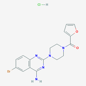 molecular formula C17H17BrClN5O2 B046834 1-(4-Amino-6-bromo-2-quinazolinyl)-4-(2-furanylcarbonyl)piperazine hydrochloride CAS No. 111218-73-6