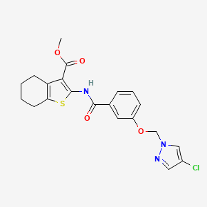 molecular formula C21H20ClN3O4S B4683422 methyl 2-({3-[(4-chloro-1H-pyrazol-1-yl)methoxy]benzoyl}amino)-4,5,6,7-tetrahydro-1-benzothiophene-3-carboxylate 