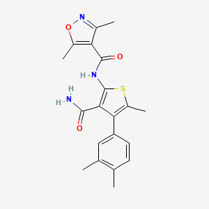 molecular formula C20H21N3O3S B4683476 N-[3-CARBAMOYL-4-(3,4-DIMETHYLPHENYL)-5-METHYL-2-THIENYL]-3,5-DIMETHYL-4-ISOXAZOLECARBOXAMIDE 