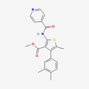 molecular formula C21H20N2O3S B4683568 methyl 4-(3,4-dimethylphenyl)-2-(isonicotinoylamino)-5-methyl-3-thiophenecarboxylate 