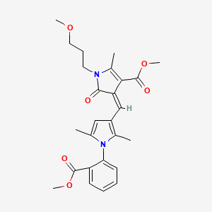 molecular formula C26H30N2O6 B4683650 methyl (4Z)-4-({1-[2-(methoxycarbonyl)phenyl]-2,5-dimethyl-1H-pyrrol-3-yl}methylidene)-1-(3-methoxypropyl)-2-methyl-5-oxo-4,5-dihydro-1H-pyrrole-3-carboxylate 
