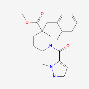 molecular formula C21H27N3O3 B4683754 ethyl 3-(2-methylbenzyl)-1-[(1-methyl-1H-pyrazol-5-yl)carbonyl]-3-piperidinecarboxylate 