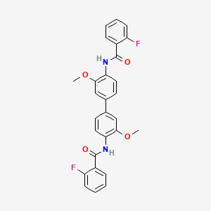 molecular formula C28H22F2N2O4 B4683812 N,N'-(3,3'-dimethoxy-4,4'-biphenyldiyl)bis(2-fluorobenzamide) 