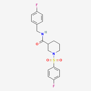 molecular formula C19H20F2N2O3S B4683845 N-(4-fluorobenzyl)-1-[(4-fluorophenyl)sulfonyl]-3-piperidinecarboxamide 