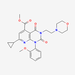 molecular formula C25H28N4O6 B4683868 METHYL 7-CYCLOPROPYL-1-(2-METHOXYPHENYL)-3-[2-(MORPHOLIN-4-YL)ETHYL]-2,4-DIOXO-1H,2H,3H,4H-PYRIDO[2,3-D]PYRIMIDINE-5-CARBOXYLATE 
