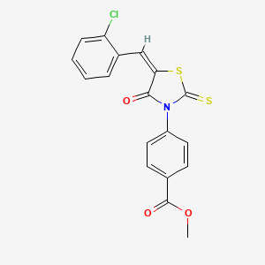 molecular formula C18H12ClNO3S2 B4683901 methyl 4-[(5E)-5-(2-chlorobenzylidene)-4-oxo-2-thioxo-1,3-thiazolidin-3-yl]benzoate 