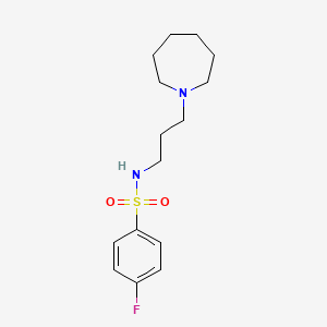molecular formula C15H23FN2O2S B4683917 N-[3-(1-azepanyl)propyl]-4-fluorobenzenesulfonamide 