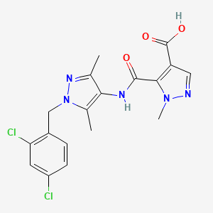 molecular formula C18H17Cl2N5O3 B4683964 5-({[1-(2,4-dichlorobenzyl)-3,5-dimethyl-1H-pyrazol-4-yl]amino}carbonyl)-1-methyl-1H-pyrazole-4-carboxylic acid 