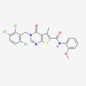 molecular formula C22H16Cl3N3O3S B4683997 N-(2-methoxyphenyl)-5-methyl-4-oxo-3-(2,3,6-trichlorobenzyl)-3,4-dihydrothieno[2,3-d]pyrimidine-6-carboxamide 