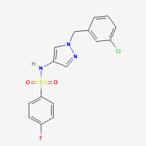 molecular formula C16H13ClFN3O2S B4684135 N~1~-[1-(3-CHLOROBENZYL)-1H-PYRAZOL-4-YL]-4-FLUORO-1-BENZENESULFONAMIDE 