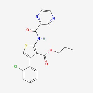 molecular formula C19H16ClN3O3S B4687184 PROPYL 4-(2-CHLOROPHENYL)-2-(PYRAZINE-2-AMIDO)THIOPHENE-3-CARBOXYLATE 