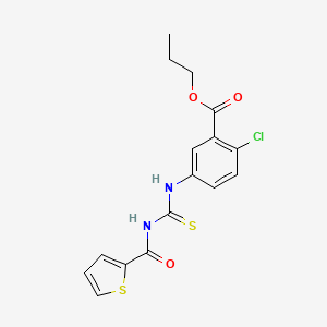 molecular formula C16H15ClN2O3S2 B4687609 Propyl 2-chloro-5-{[(thiophen-2-ylcarbonyl)carbamothioyl]amino}benzoate 