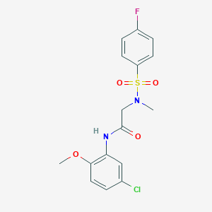 molecular formula C16H16ClFN2O4S B4687685 N-(5-chloro-2-methoxyphenyl)-N~2~-[(4-fluorophenyl)sulfonyl]-N~2~-methylglycinamide 