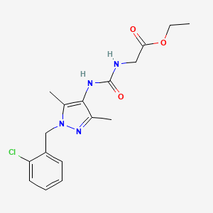 molecular formula C17H21ClN4O3 B4687852 ETHYL 2-[({[1-(2-CHLOROBENZYL)-3,5-DIMETHYL-1H-PYRAZOL-4-YL]AMINO}CARBONYL)AMINO]ACETATE 
