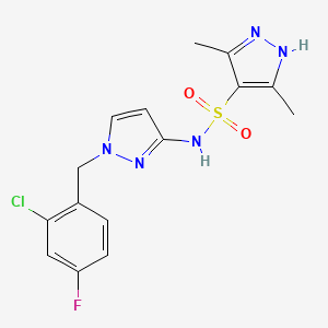 molecular formula C15H15ClFN5O2S B4687934 N~4~-[1-(2-CHLORO-4-FLUOROBENZYL)-1H-PYRAZOL-3-YL]-3,5-DIMETHYL-1H-PYRAZOLE-4-SULFONAMIDE 