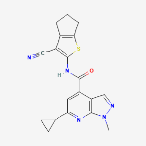 molecular formula C19H17N5OS B4688210 N-(3-cyano-5,6-dihydro-4H-cyclopenta[b]thiophen-2-yl)-6-cyclopropyl-1-methyl-1H-pyrazolo[3,4-b]pyridine-4-carboxamide 