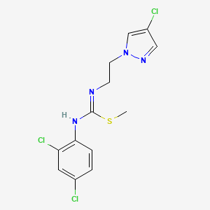 molecular formula C13H13Cl3N4S B4688277 4-CHLORO-1-(2-{[[(2,4-DICHLOROPHENYL)IMINO](METHYLSULFANYL)METHYL]AMINO}ETHYL)-1H-PYRAZOLE 