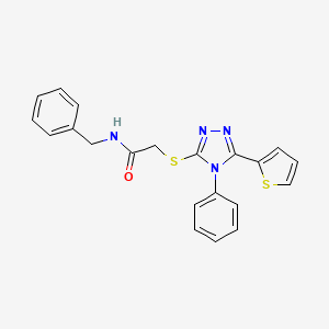 molecular formula C21H18N4OS2 B4688357 N-benzyl-2-{[4-phenyl-5-(thiophen-2-yl)-4H-1,2,4-triazol-3-yl]sulfanyl}acetamide 