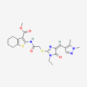 molecular formula C23H27N5O4S2 B4688461 METHYL 2-{[2-({4-[(E)-1-(1,5-DIMETHYL-1H-PYRAZOL-4-YL)METHYLIDENE]-1-ETHYL-5-OXO-4,5-DIHYDRO-1H-IMIDAZOL-2-YL}SULFANYL)ACETYL]AMINO}-4,5,6,7-TETRAHYDRO-1-BENZOTHIOPHENE-3-CARBOXYLATE 