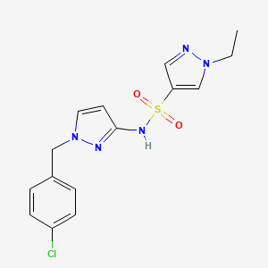 molecular formula C15H16ClN5O2S B4688568 N~4~-[1-(4-CHLOROBENZYL)-1H-PYRAZOL-3-YL]-1-ETHYL-1H-PYRAZOLE-4-SULFONAMIDE 