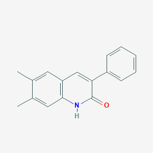 molecular formula C17H15NO B046886 6,7-Dimethyl-3-phenylquinolin-2(1H)-one CAS No. 122778-99-8