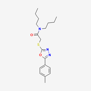 molecular formula C19H27N3O2S B4688613 N,N-Dibutyl-2-{[5-(4-methylphenyl)-1,3,4-oxadiazol-2-YL]sulfanyl}acetamide 
