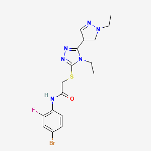 molecular formula C17H18BrFN6OS B4688928 N~1~-(4-BROMO-2-FLUOROPHENYL)-2-{[4-ETHYL-5-(1-ETHYL-1H-PYRAZOL-4-YL)-4H-1,2,4-TRIAZOL-3-YL]SULFANYL}ACETAMIDE 