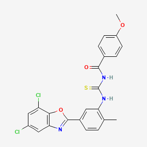molecular formula C23H17Cl2N3O3S B4689154 N-{[5-(5,7-dichloro-1,3-benzoxazol-2-yl)-2-methylphenyl]carbamothioyl}-4-methoxybenzamide 