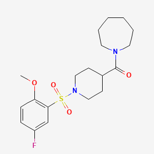 molecular formula C19H27FN2O4S B4689303 Azepan-1-yl{1-[(5-fluoro-2-methoxyphenyl)sulfonyl]piperidin-4-yl}methanone 