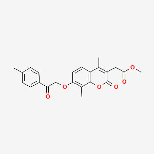 molecular formula C23H22O6 B4689530 methyl 2-{4,8-dimethyl-7-[2-(4-methylphenyl)-2-oxoethoxy]-2-oxo-2H-chromen-3-yl}acetate 