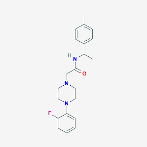 molecular formula C21H26FN3O B4689980 2-[4-(2-fluorophenyl)piperazin-1-yl]-N-[1-(4-methylphenyl)ethyl]acetamide 