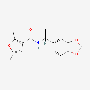 molecular formula C16H17NO4 B4690007 N-[1-(1,3-benzodioxol-5-yl)ethyl]-2,5-dimethylfuran-3-carboxamide 