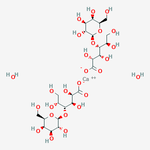 molecular formula C12H21CaO12+ B046901 calcium (2R,3R,4R,5R)-2,3,5,6-tetrahydroxy-4-[(2S,3R,4S,5R,6R)-3,4,5-trihydroxy-6-(hydroxymethyl)oxan-2-yl]oxyhexanoate CAS No. 110638-68-1