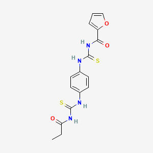 molecular formula C16H16N4O3S2 B4690643 N-({4-[(propanoylcarbamothioyl)amino]phenyl}carbamothioyl)furan-2-carboxamide 