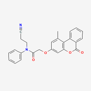 molecular formula C25H20N2O4 B4690952 N-(2-CYANOETHYL)-2-({1-METHYL-6-OXO-6H-BENZO[C]CHROMEN-3-YL}OXY)-N-PHENYLACETAMIDE 