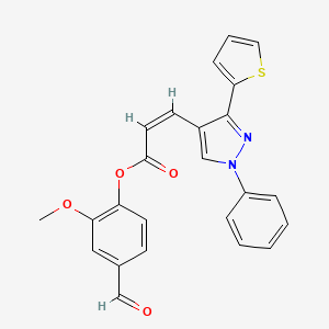 molecular formula C24H18N2O4S B4690959 (4-formyl-2-methoxyphenyl) (Z)-3-(1-phenyl-3-thiophen-2-ylpyrazol-4-yl)prop-2-enoate 