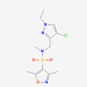 molecular formula C12H17ClN4O3S B4691050 N~4~-[(4-CHLORO-1-ETHYL-1H-PYRAZOL-3-YL)METHYL]-N~4~,3,5-TRIMETHYL-4-ISOXAZOLESULFONAMIDE 