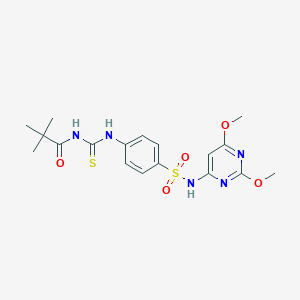 molecular formula C18H23N5O5S2 B469111 N-({4-[(2,6-dimethoxypyrimidin-4-yl)sulfamoyl]phenyl}carbamothioyl)-2,2-dimethylpropanamide CAS No. 817570-40-4