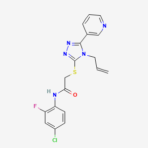 molecular formula C18H15ClFN5OS B4691381 N-(4-chloro-2-fluorophenyl)-2-{[4-(prop-2-en-1-yl)-5-(pyridin-3-yl)-4H-1,2,4-triazol-3-yl]sulfanyl}acetamide 