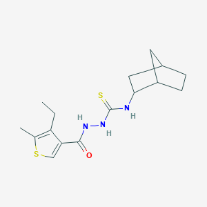 molecular formula C16H23N3OS2 B4691627 N-(bicyclo[2.2.1]hept-2-yl)-2-[(4-ethyl-5-methylthiophen-3-yl)carbonyl]hydrazinecarbothioamide 