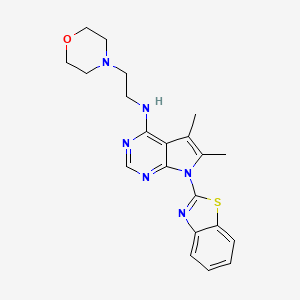 molecular formula C21H24N6OS B4691635 N-[7-(1,3-BENZOTHIAZOL-2-YL)-5,6-DIMETHYL-7H-PYRROLO[2,3-D]PYRIMIDIN-4-YL]-N-(2-MORPHOLINOETHYL)AMINE 