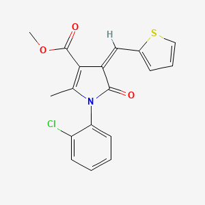 molecular formula C18H14ClNO3S B4691644 methyl (4Z)-1-(2-chlorophenyl)-2-methyl-5-oxo-4-(thiophen-2-ylmethylidene)-4,5-dihydro-1H-pyrrole-3-carboxylate 