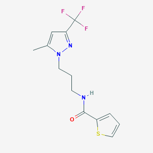 molecular formula C13H14F3N3OS B4691705 N-{3-[5-methyl-3-(trifluoromethyl)-1H-pyrazol-1-yl]propyl}thiophene-2-carboxamide 