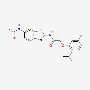 molecular formula C21H23N3O3S B4691836 N-(6-acetamido-1,3-benzothiazol-2-yl)-2-(5-methyl-2-propan-2-ylphenoxy)acetamide 